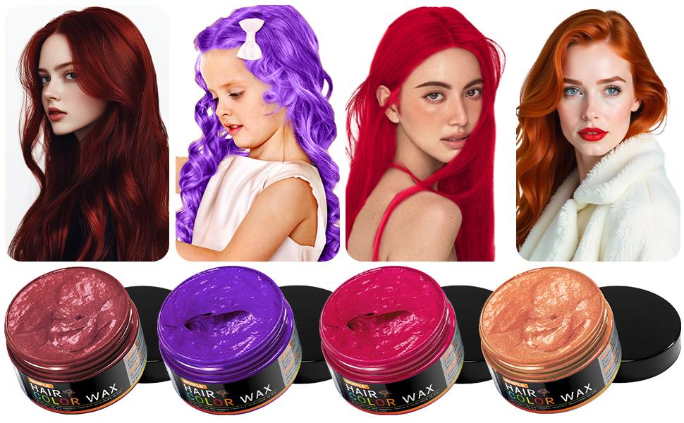 Temporary Hair Color Wax for Men, Women, Kids - Daily Party, DIY Washable Hair Chalk for Instant Color Salon Plant Safeandgentle Naturalingredients
