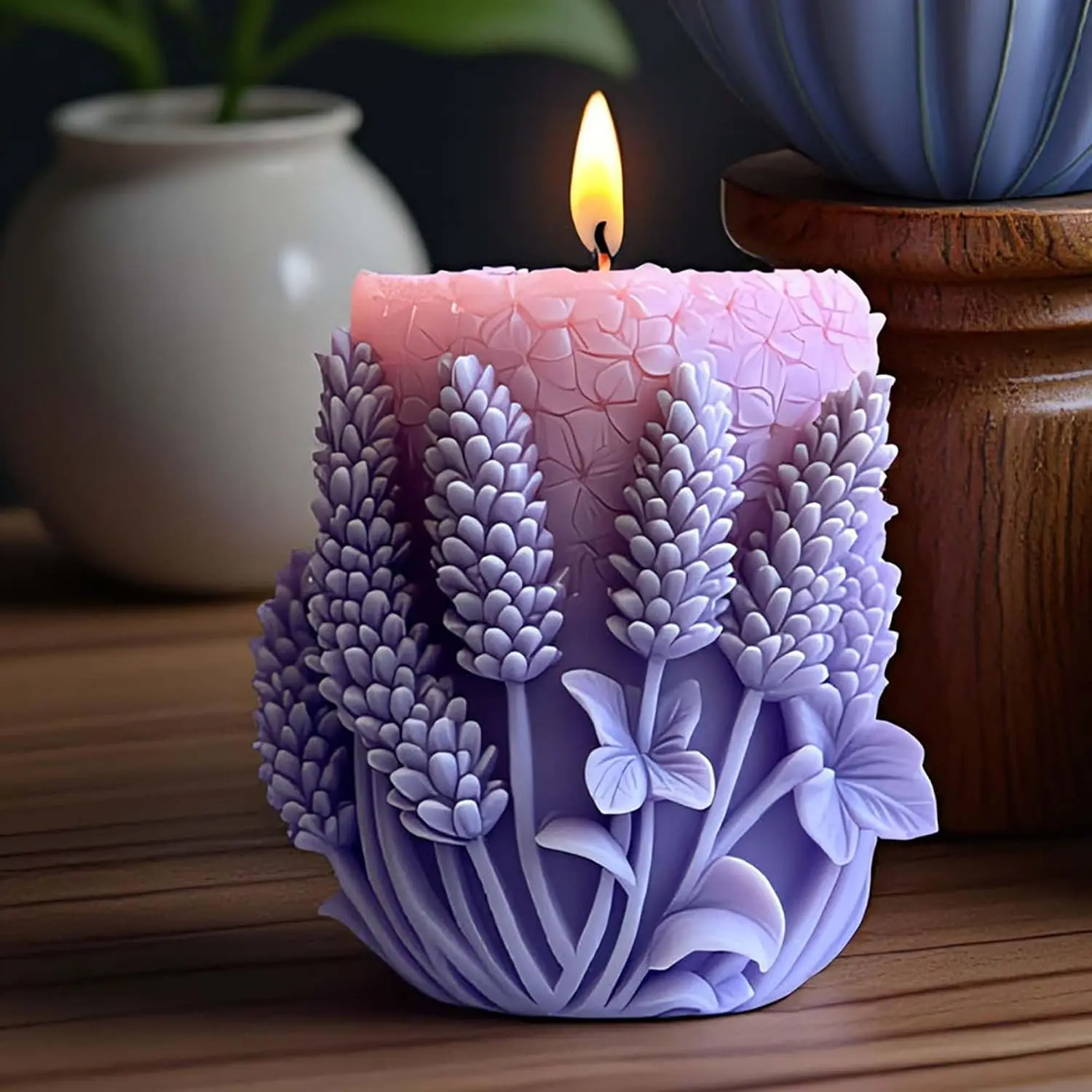 Cup  Flower Succulent Leaves Cylinder Molds  Wave Spiral Candle Mold -   Casting Molds for Candle &  & Soap Craft Supplies