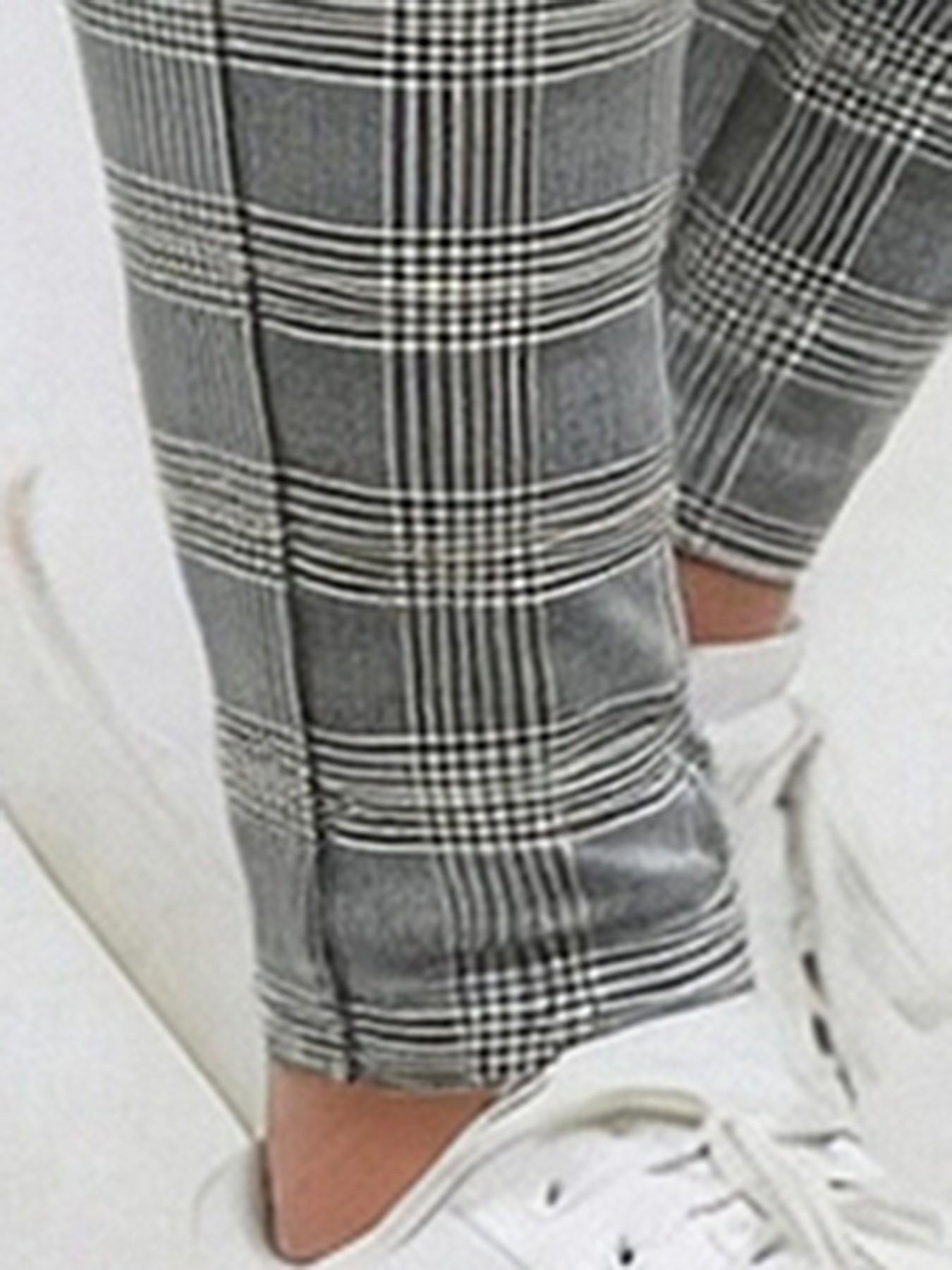 All-Season Men's Plaid Checked Slim Fit Dress Pants, British Style Skinny Tapered Casual Trousers, Wrinkle Resistant Stretch Business Pants with Center Crease, Plaid Suit Pants for Office / Daily Wear, Business Fashion Pants