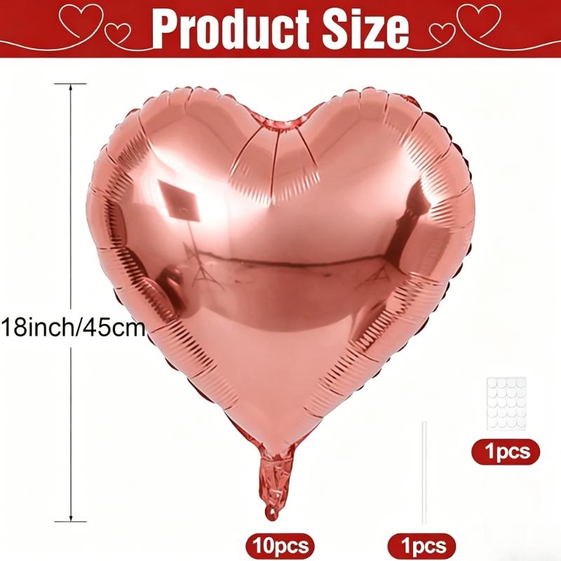 10/20Pcs Rose Gold Heart Foil Balloon Set, Decorations for Home Parties, Balloon Party Supplies, Birthdays, Anniversaries, Valentine's Day & Room Atmosphere Arrangement, Heart Shaped Balloons