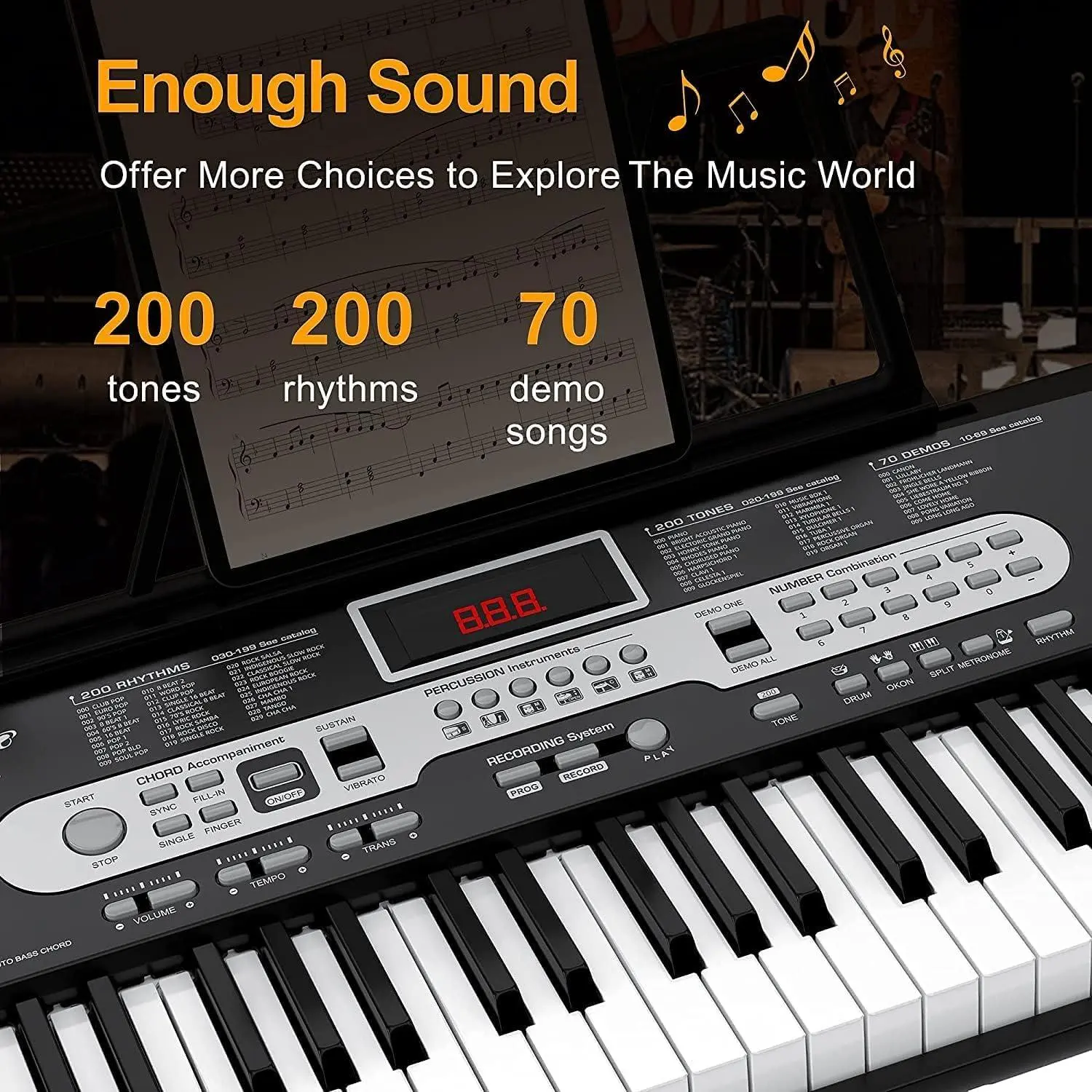Keyboard Piano, 61 Key Electric Piano Keyboard Sets for Beginners and Kids, with Microphone, Headphone, Stand, Stool and Bag, Portable Keyboard Teaching for Best Birthday or Christmas Gift