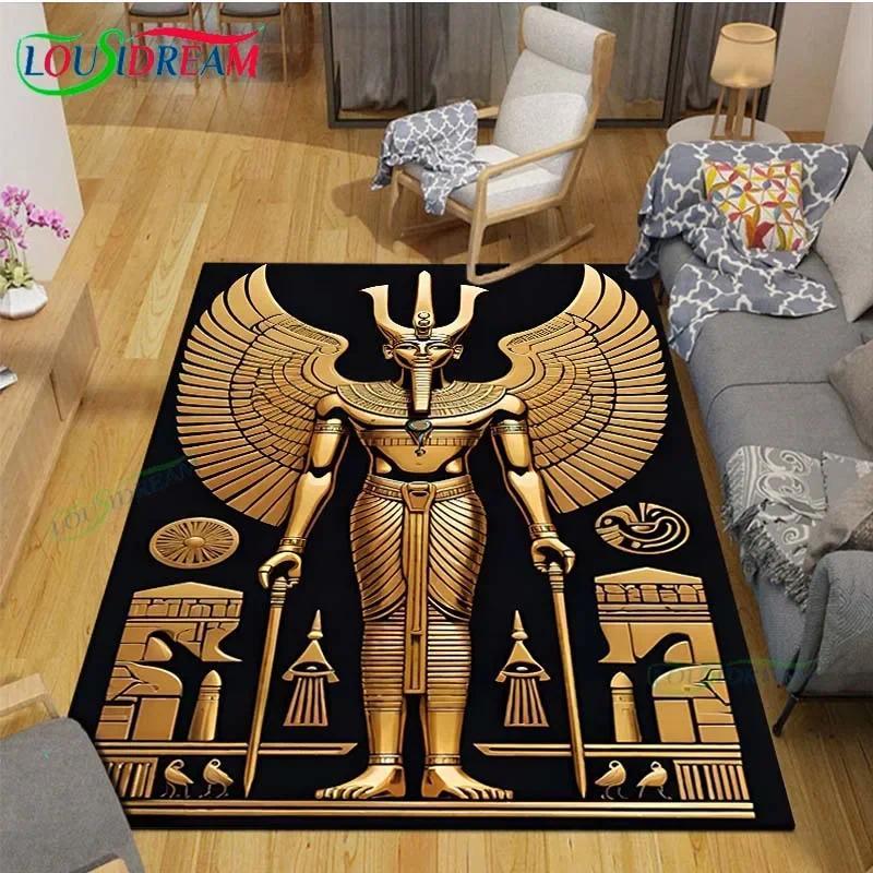 Luxury Ancient Egyptian Queen Flannel Area Rug - Golden Pharaoh Throne Print Soft Mat for Living Room, Non-Slip Historical Home Decor#EgyptianQueenRug #PharaohThroneMat #AncientEgyptianDecor #GoldenMythologyCarpet #NonSlipFlannelRug