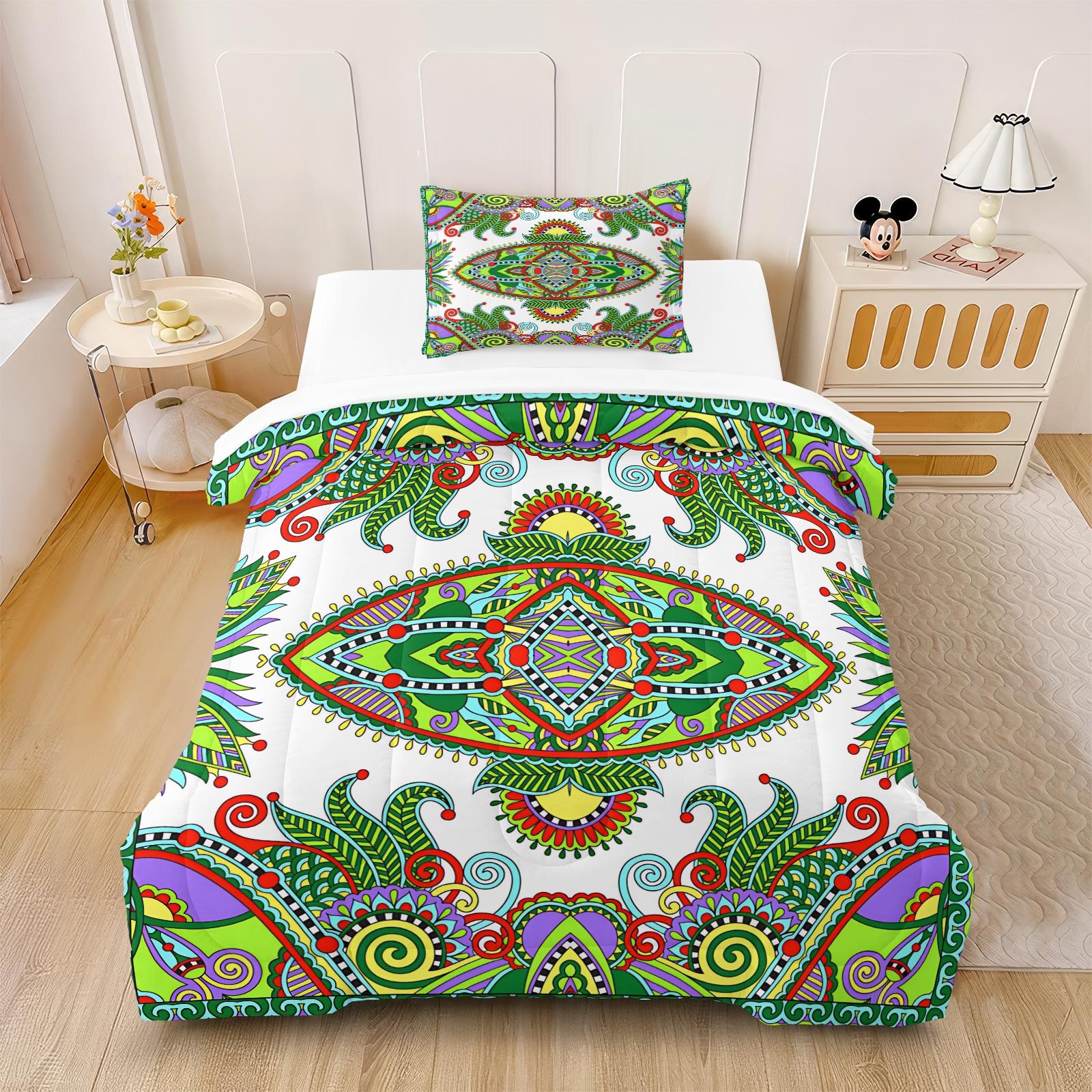 2/3 Pcs Boho Paisley Print Comforter Set, Vintage Ethnic Bedding Set, Soft Warm Lightweight with Vivid Digital Print, Fade Resistant, Ideal for Bedroom Dorm Guest Room Decor, All Season Use