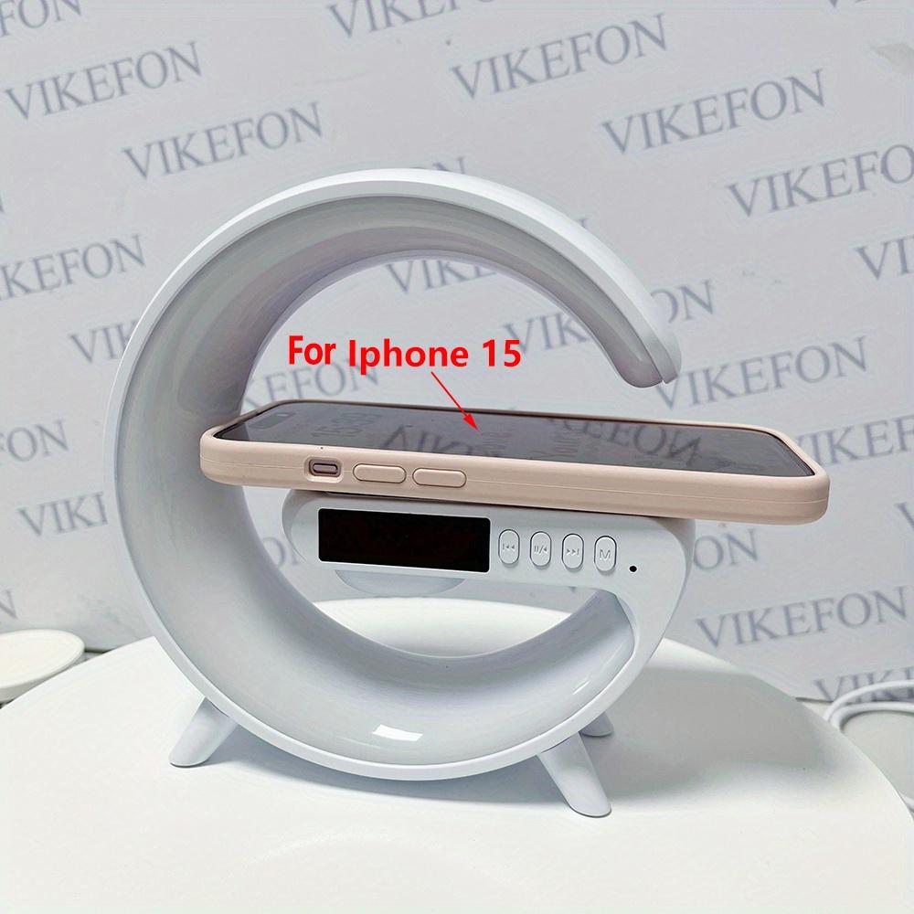 Multifunctional Wireless Charger Stand Fast Wireless Charging Station Suitable for iPhone 17 16 15 HD Audio Subwoofer Portable Wireless Speaker Alarm Clock Colorful LED Night Light RGB Light Bedside Lamp Christmas and Halloween Gift