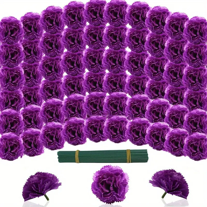 60 Pcs Artificial Chrysanthemums Marigolds, Flower Heads and Stems for Diwali, Festive Altar Decor, Marigold Wreath Making, Decorative Flowers