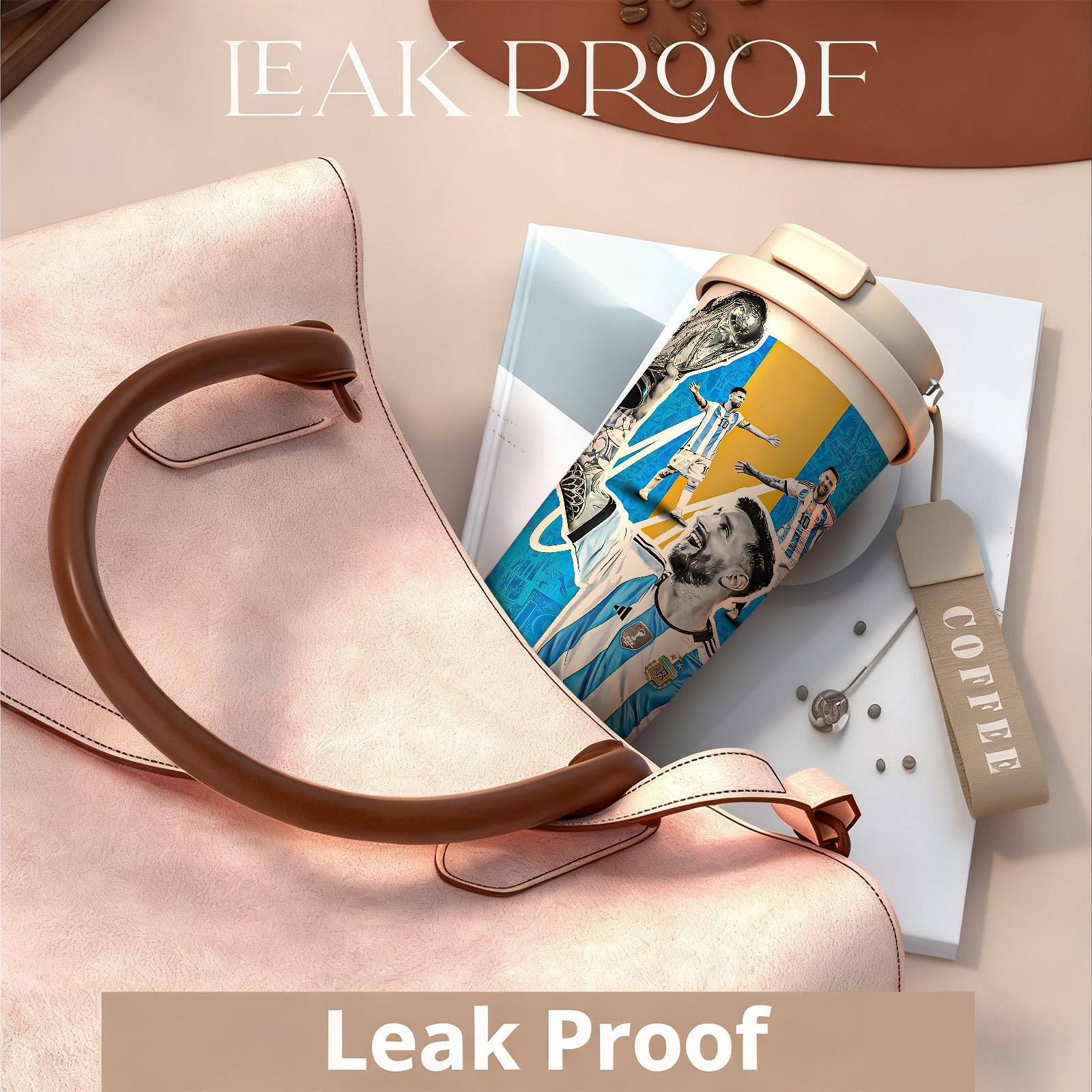 1 Pc insulated mug Messi Argentina champion vacuum cup, double wall stainless steel leak-proof travel coffee tumbler for hot cold drinks, keeps warm 12 h/cold 24 h, 18oz soccer fan thermal mug for women and men, world football lover holiday birthday gift