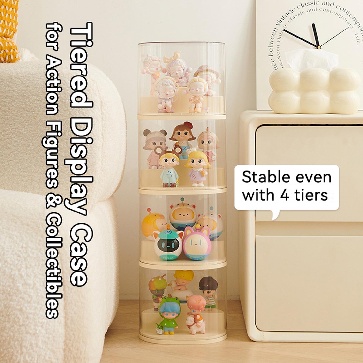 Mini Figure Display Case Organizer Box, Transparent Storage Holder for Small Collectibles & Labubu Figures, Stackable Design