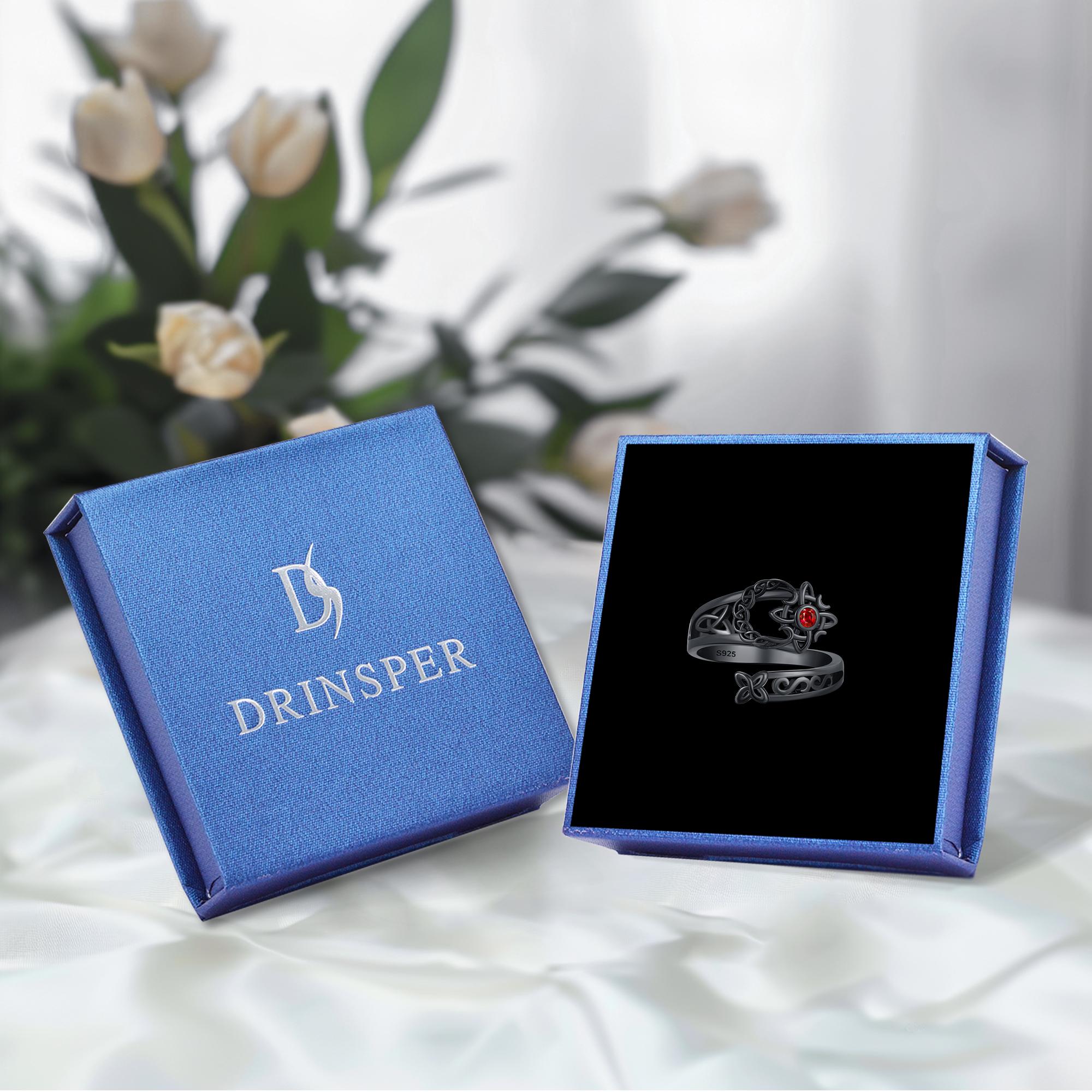 DRINSPER S925 Witches Knot Ring, Celtic Knot Protection Ring, Nudo de Bruja Plata 925 Sterling Silver Witchy Jewelry for Women