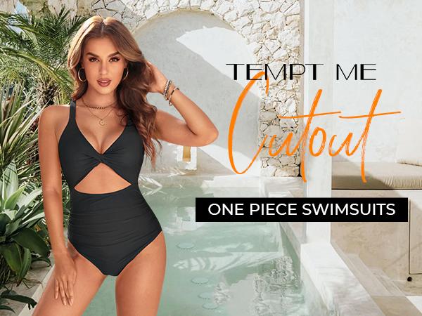 Tempt Me Women's One Piece Swimsuit - Cutout Tummy Control Bathing Suit V Neck Twist Front Swimwear 2025