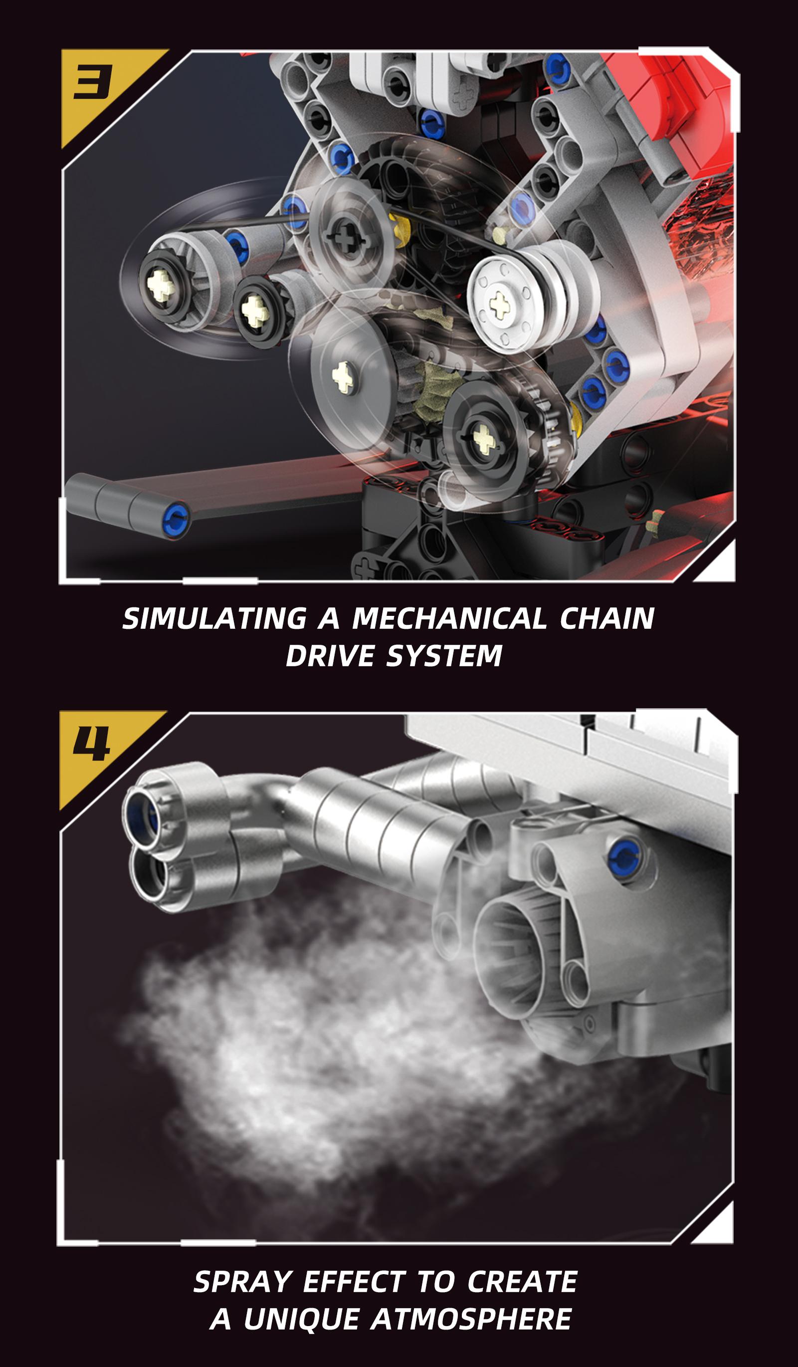 V12 Engine Assembly Kit 1610+ Pieces, LED Lighting & Spray Effect, Remote Control Electric Build Set, Stem Education Model, Ideal Gift