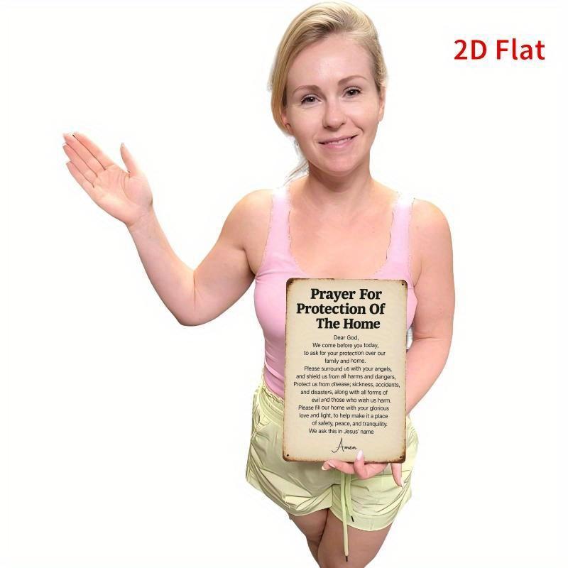 2D Flat Printing, 1Pc, Vintage Rectangular Iron Sign - Home Protection Prayer, Suitable For Porches, Living Rooms Or Outdoor Spaces, Office Artwork, Perfect Home Decor And Unique Gift Idea, 12X8 Inches.