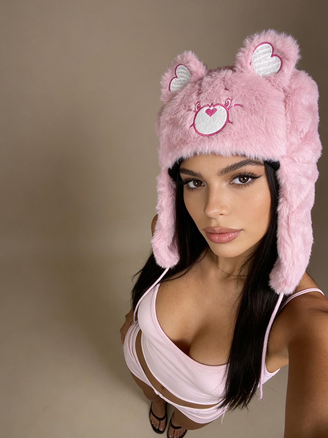 Autumn Winter Fashion Beanie Hat, Warm Cartoon Embroidery Pattern, Unisex Fitted Plush Cap, Street Style, Fall & Winter