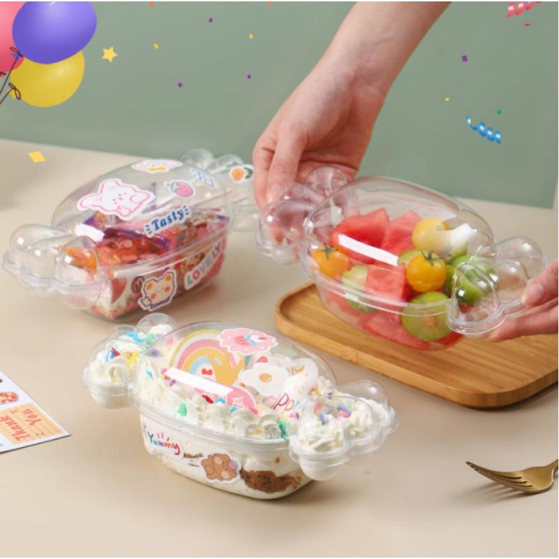 Mini Rainbow Macaron Small Cookie Packaging Box Fruit Packaging Box Candy Shape Cream Cake Disposable Transparent Packaging Box