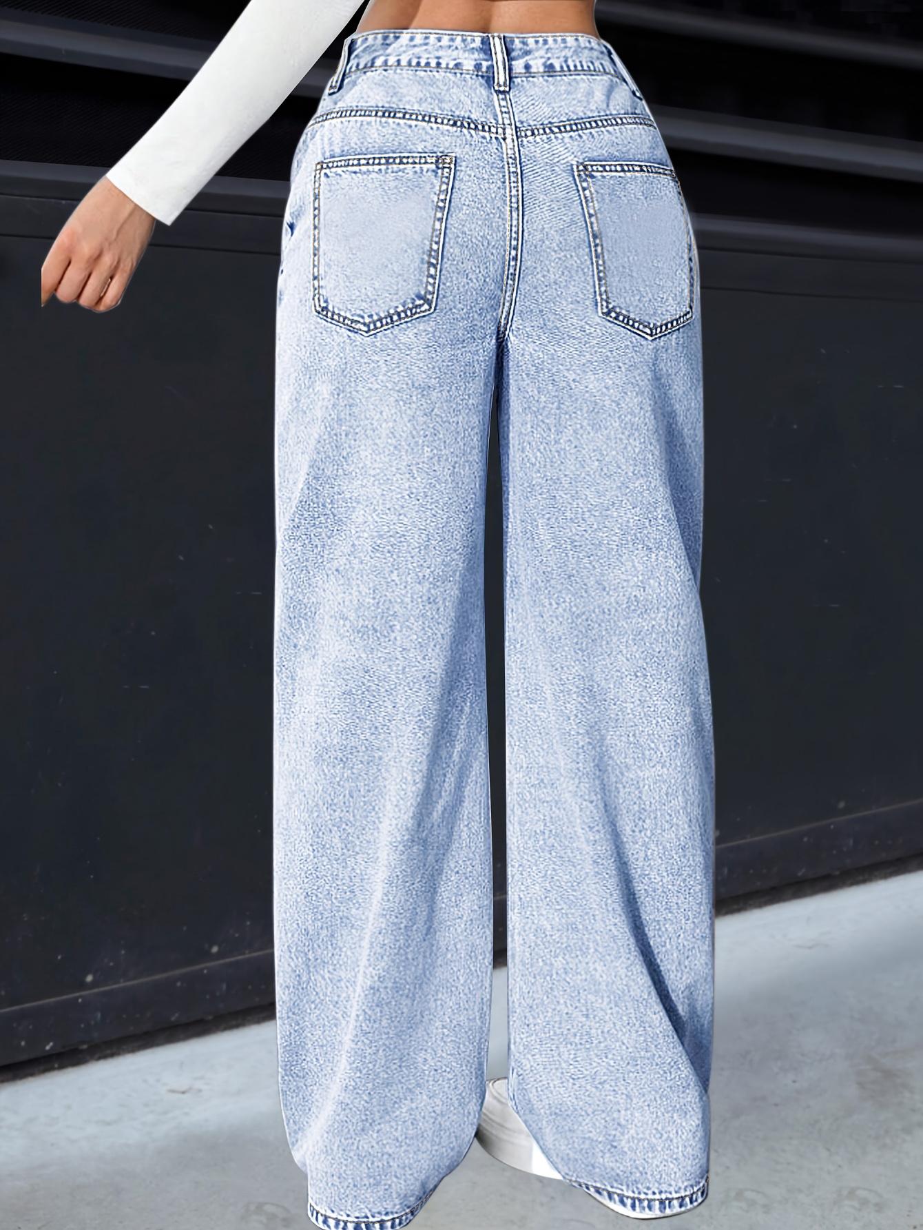 Elegant Chic High-Waisted Slimming Wide Leg Jeans Pants, Loose Fit Denim Long Trousers for Women, Fall & Winter Fashion