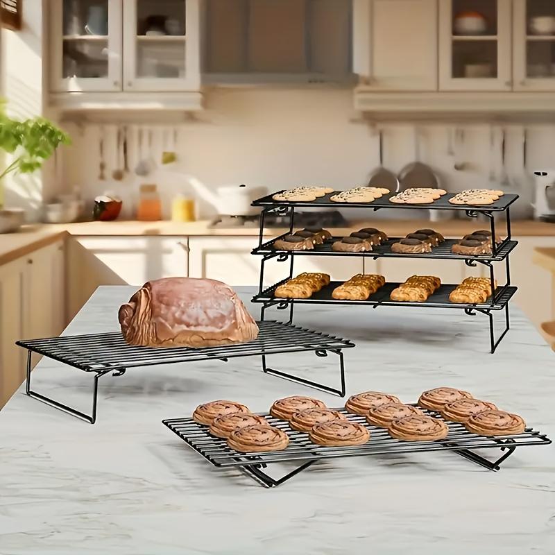 Stackable Cooling Rack for Baking and Cooking, 6/1-Layer Carbon Steel Oven-Compatible Cookie Tray, Ideal for Pizza and Pastry Racks