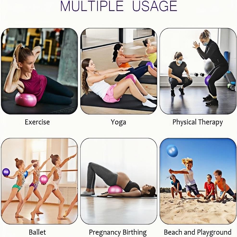 Pilates Ball, 9 Inch Small Exercise Soft Workout Yoga Ball , Home Gym Yoga, Pilates, Core Training, Workout, Balance, Stability