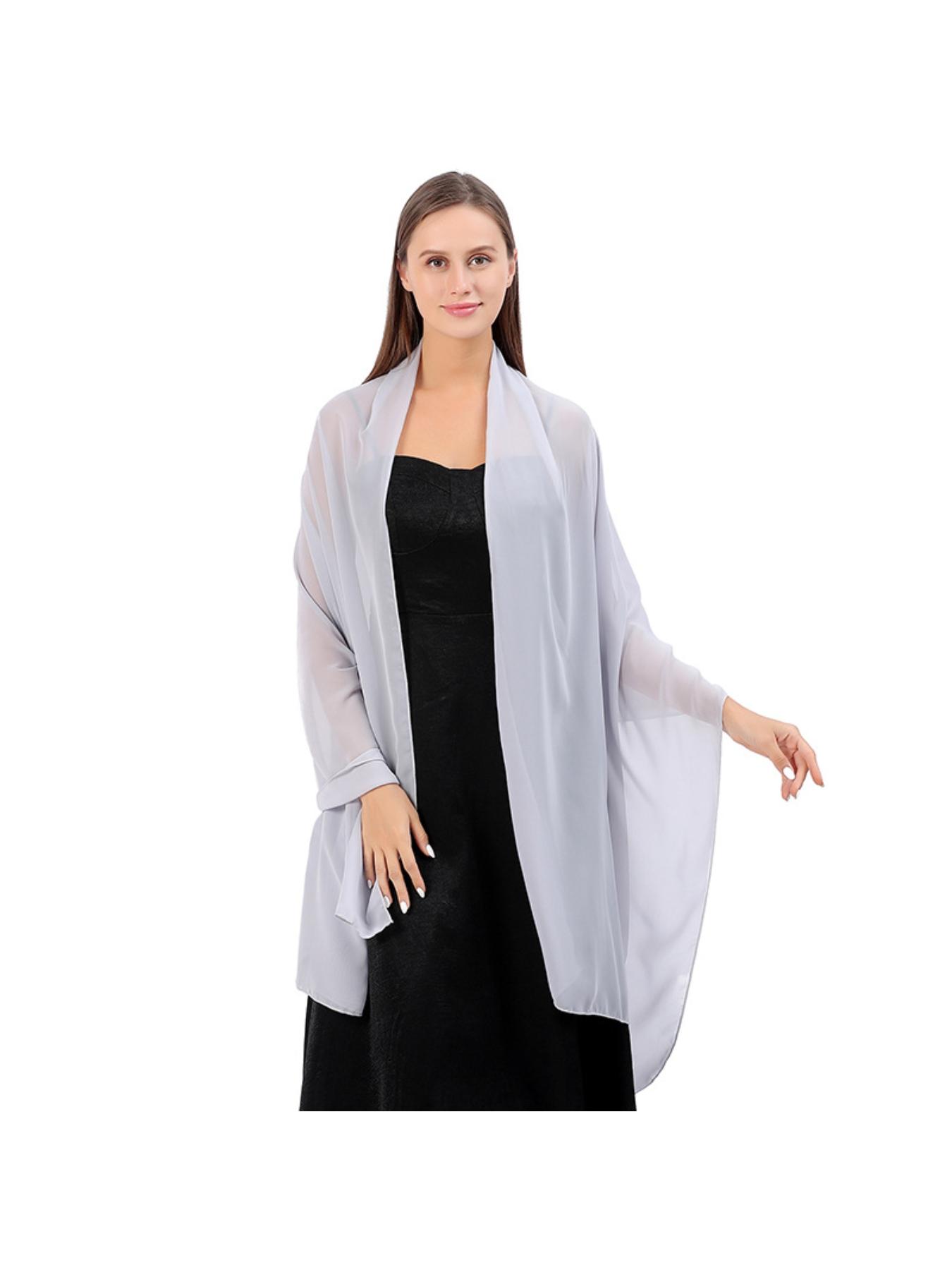 High-quality solid chiffon evening shawl for bridesmaid wedding dress, cheongsam, party shawl and scarf two-in-one for women