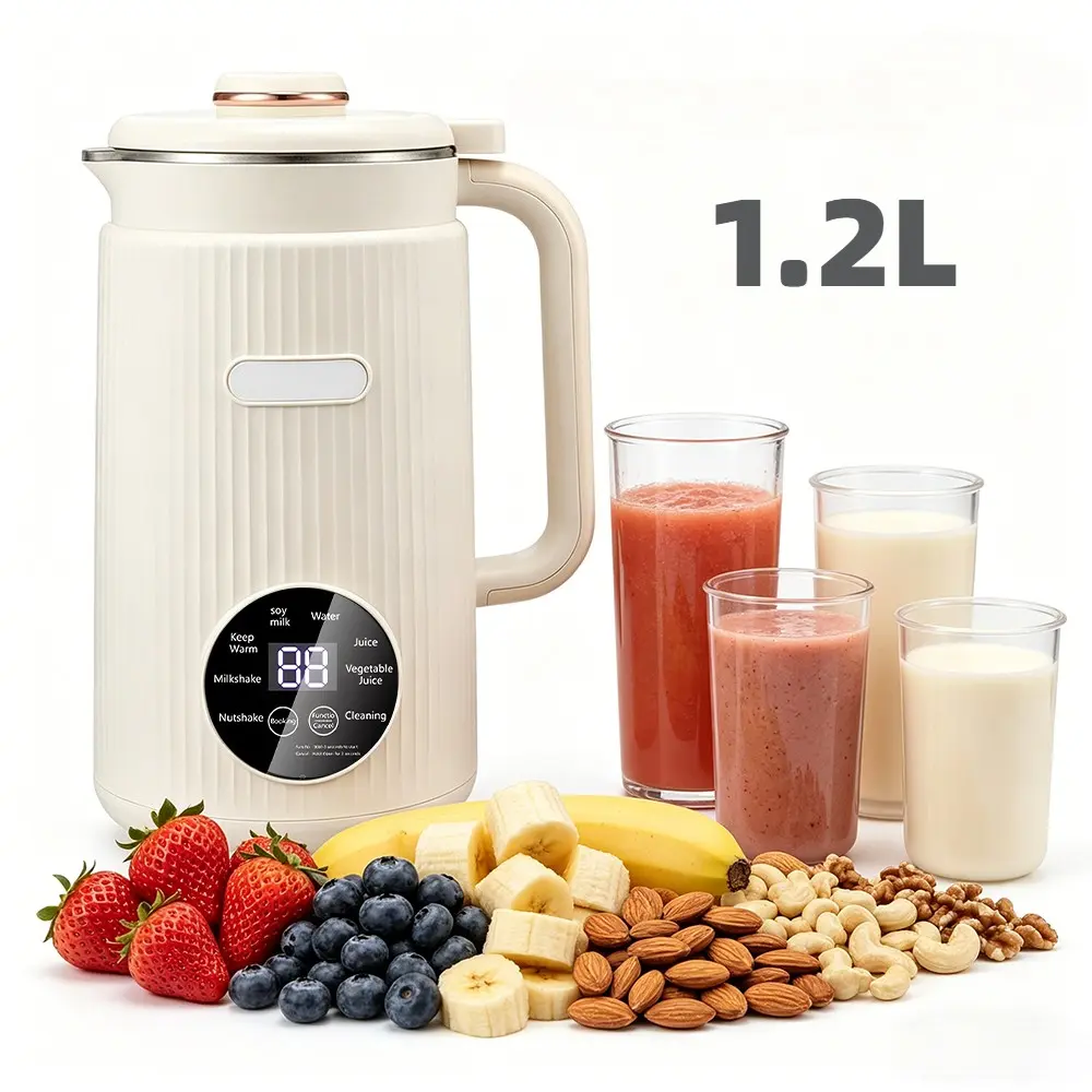 8-in-1 Nut Milk Machine, 40oz Large Capacity Meshless Grinding Machine with 12 Blades, Corded Almond Milk Maker & Oat Milk Maker with Delay Start, Keep Warm & Self-Cleaning