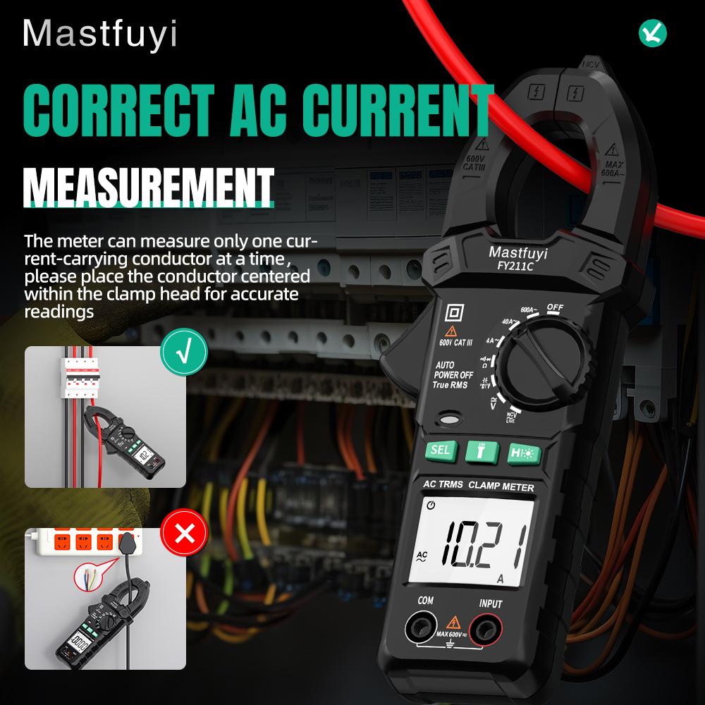 Automatic Range Clamp Multimeter Ac Dc Trms 4000 Counts, Resistance Capacitance Diode Test Ncv Contactless Voltage Detection Backlit Display Digital Multimeter