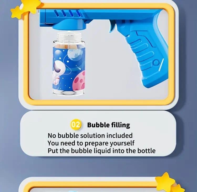 Automatic Bubble Blower with LED Light, Handheld Strong Spray, Party Bubble Machine, Automatic Bubble Maker, Outdoor Birthday Party Gift, Christmas Present, Requires 4 Aa Batteries