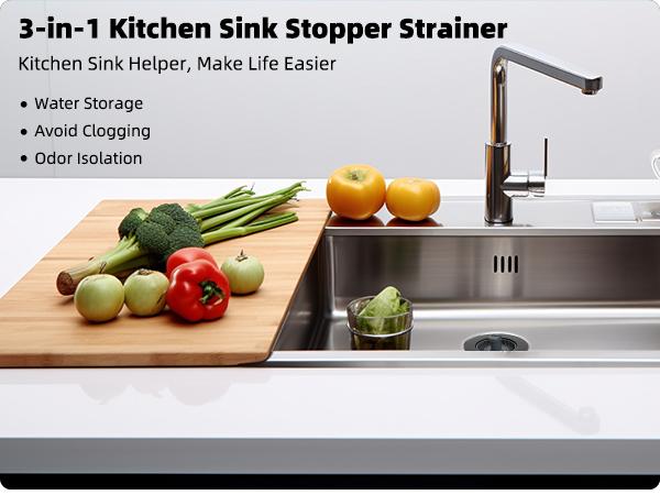 Hibbent Upgraded Stainless Steel Kitchen Sink Drain Strainer Stopper Kits, 3-in-1 Pop Up Sink Stopper, Clog-Free Basket Sink Strainer, Food Catcher for Standard 3-1/2 Inch Kitchen Sinks, food catcher Hibbent Upgraded Stainless Steel Kitchen Sink Drain Strainer Stopper Kits, 3-in-1 Pop Up Sink Stopper, Clog-Free Basket Sink Strainer, Food Catcher for Standard 3-1/2 Inch Kitchen Sinks, food catcher