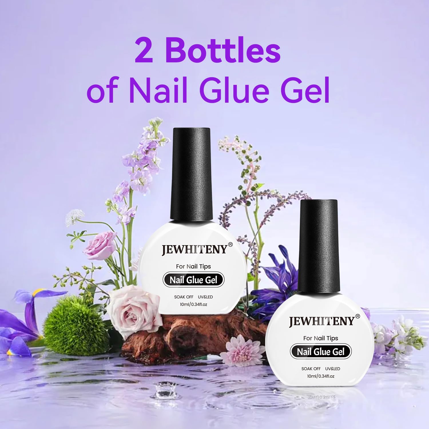 JEWHITENY 2pcs 10ML Nail Glue Gel for Nail Tips Nail Gel Glue for False Nails Tips and Clear Press on Nails Gel Nail Glue Long Lasting Need U V Light Cured