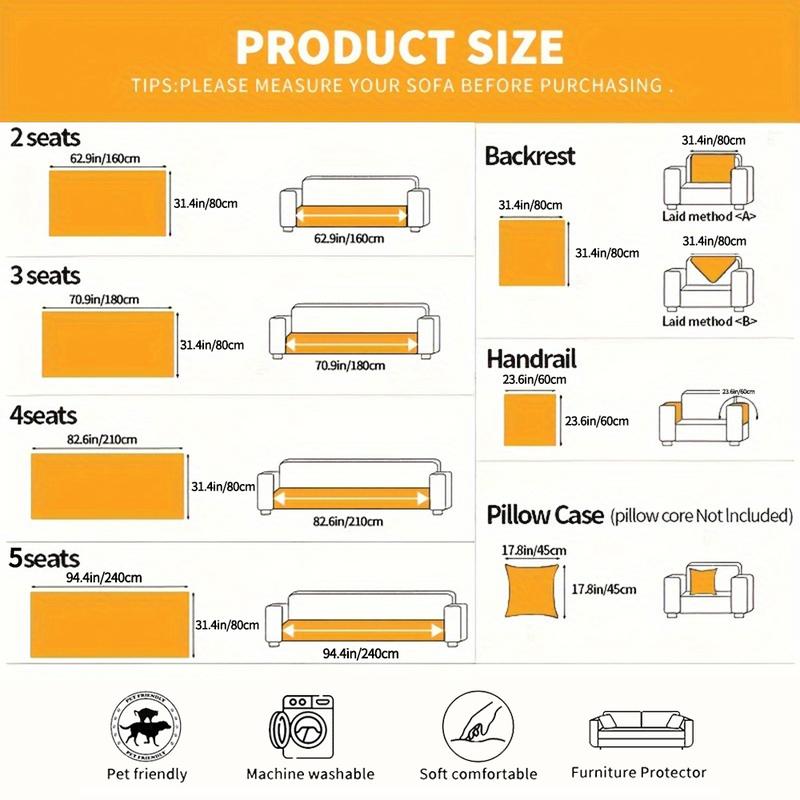 Solid Color Plush Sofa Cover, 1 Count Non-slip Sofa Slipcover, Couch Sofa Protector for Home Living Room, Sofa Couch Covers