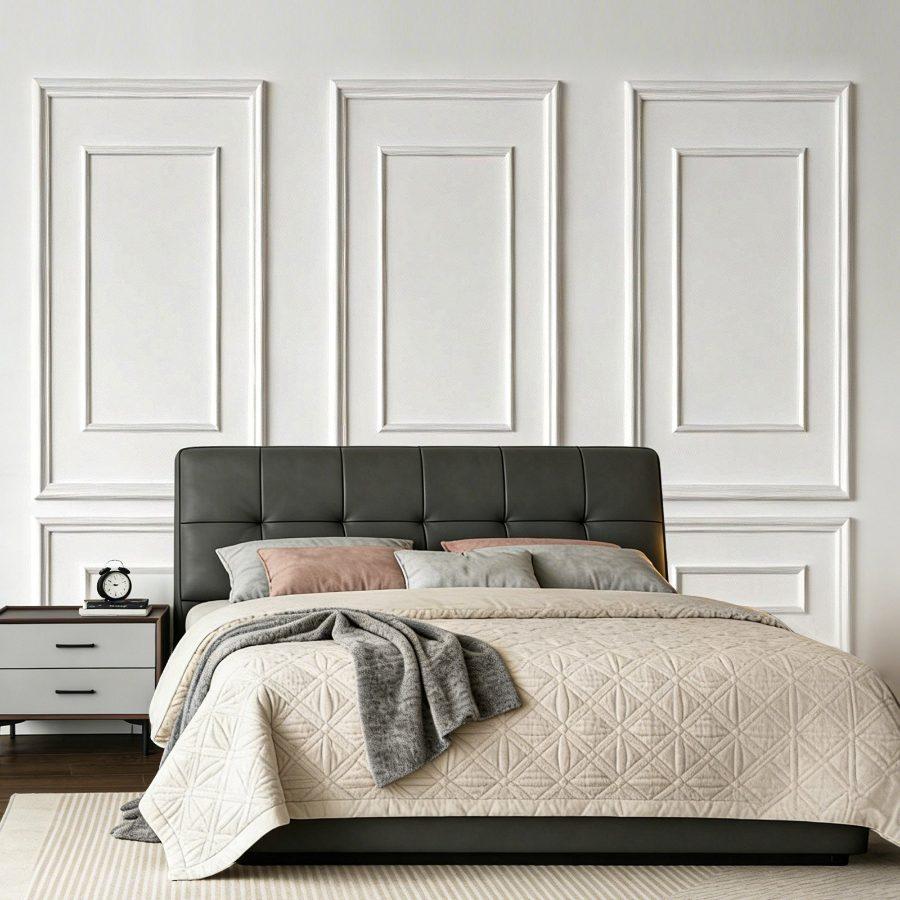 VEVOR 3-Pack Wall Molding Wainscoting Panels Kit, Dual-Line Wide-Narrow Profile, Lightweight Paintable Polystyrene, Easy-Install Accent Wall Trim for Interior Living Room, Bedroom, White