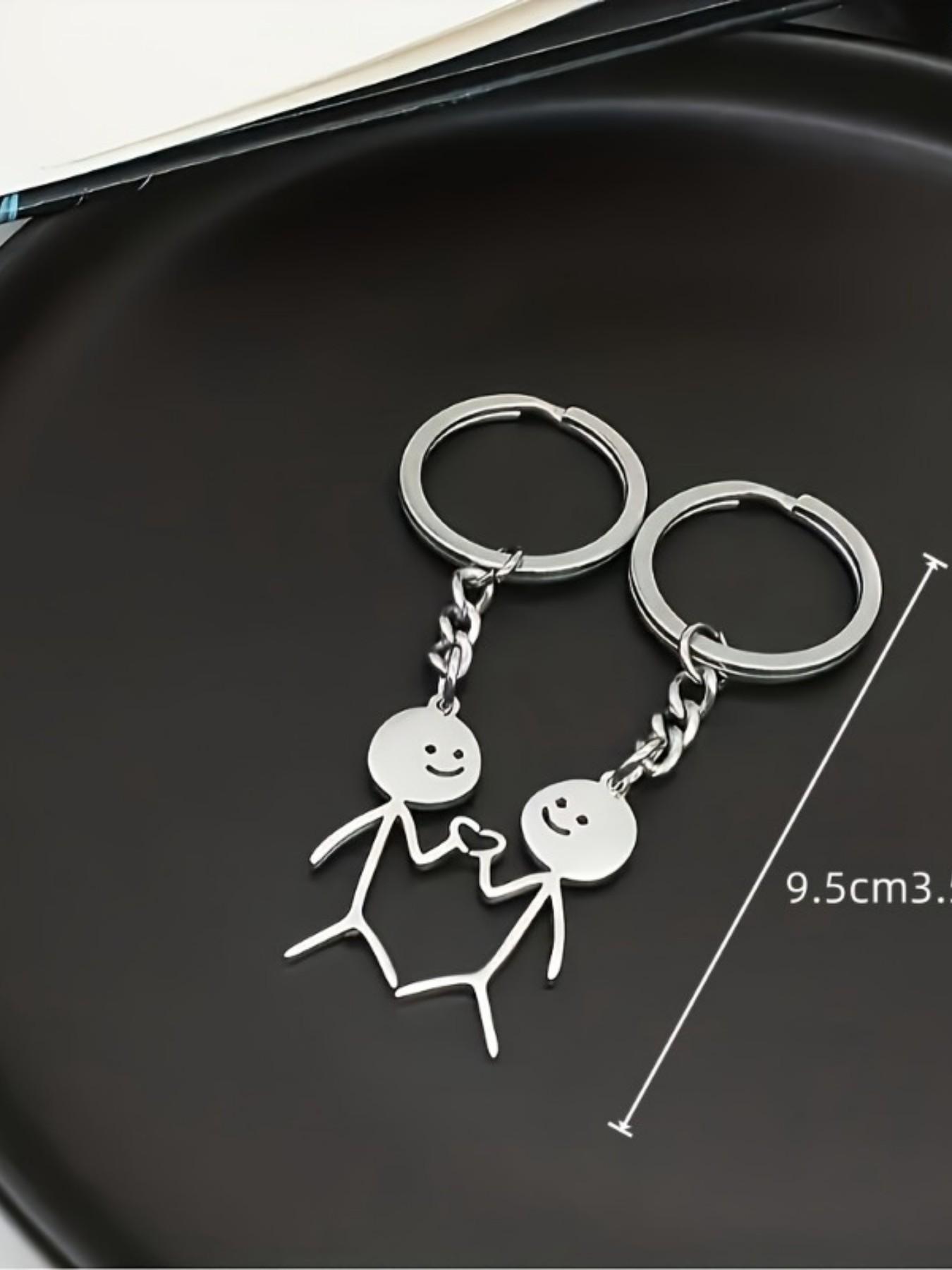 2 Pcs Set Metal Matchstick Man Keychain, Unique Funny Student Friend Couple Bag Decoration, Perfect Gift for Back-To-School Season