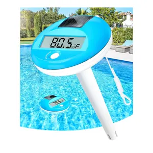 LuxBlue Floating Pool Thermometer Solar Powered | Large LCD Display- Easy to Read | IP68 Waterproof Digital Pool Thermometer with String | Ultra-Precise Pools Water Temperature Gauge for Hot Tub, Spa