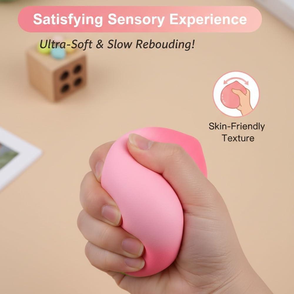 2PCS Peach Squishies Slow Rising Stress Relief Toy, Realistic Peach Shaped Fruit Squeezable Balls, Big Squeezable Peaches, Soft Flexible Fidget Toys Decompression Gift for Adults
