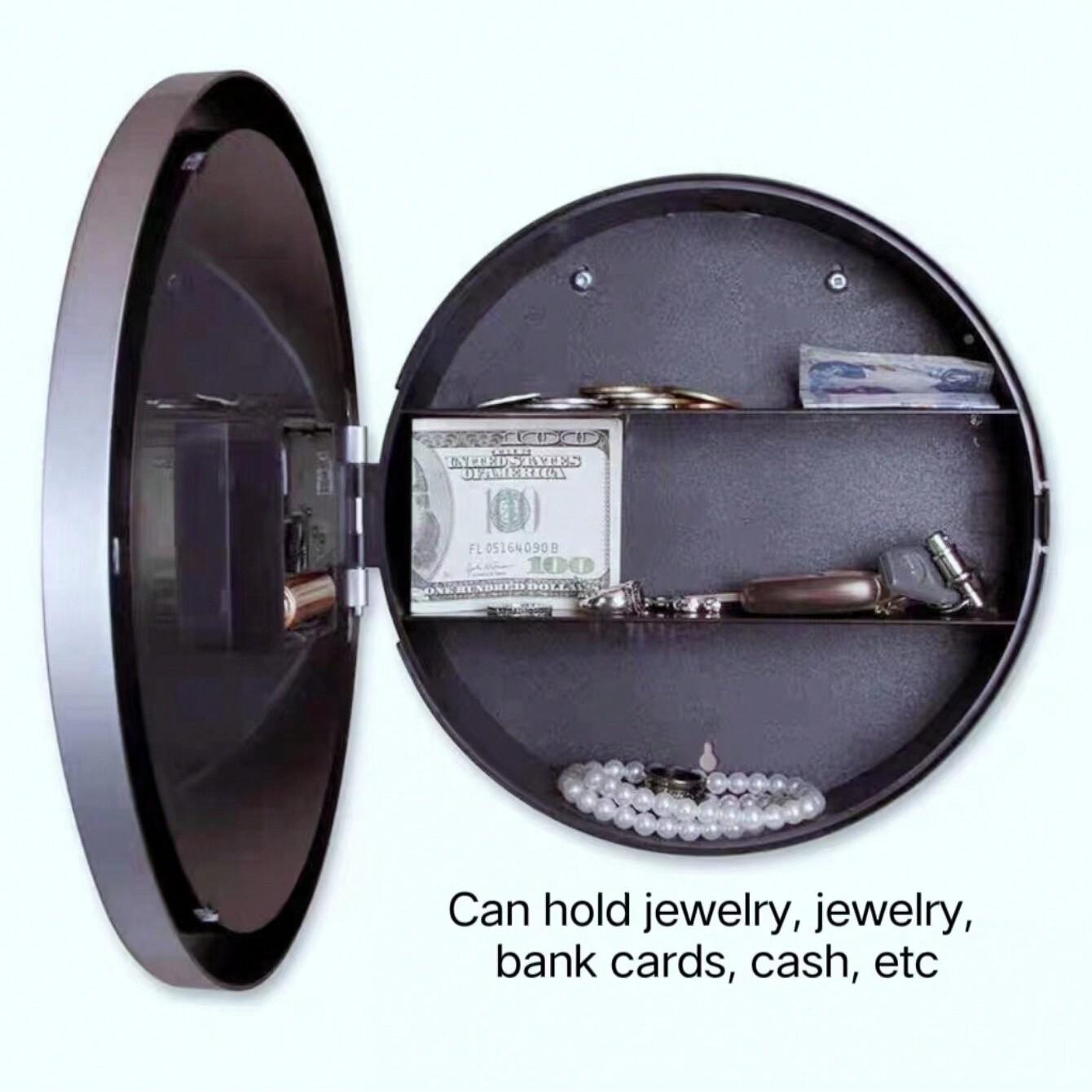 Vintage Wall Clock with Hidden Storage, Silent Battery-Powered Decorative Clock, Secure Jewelry Box for Living Room