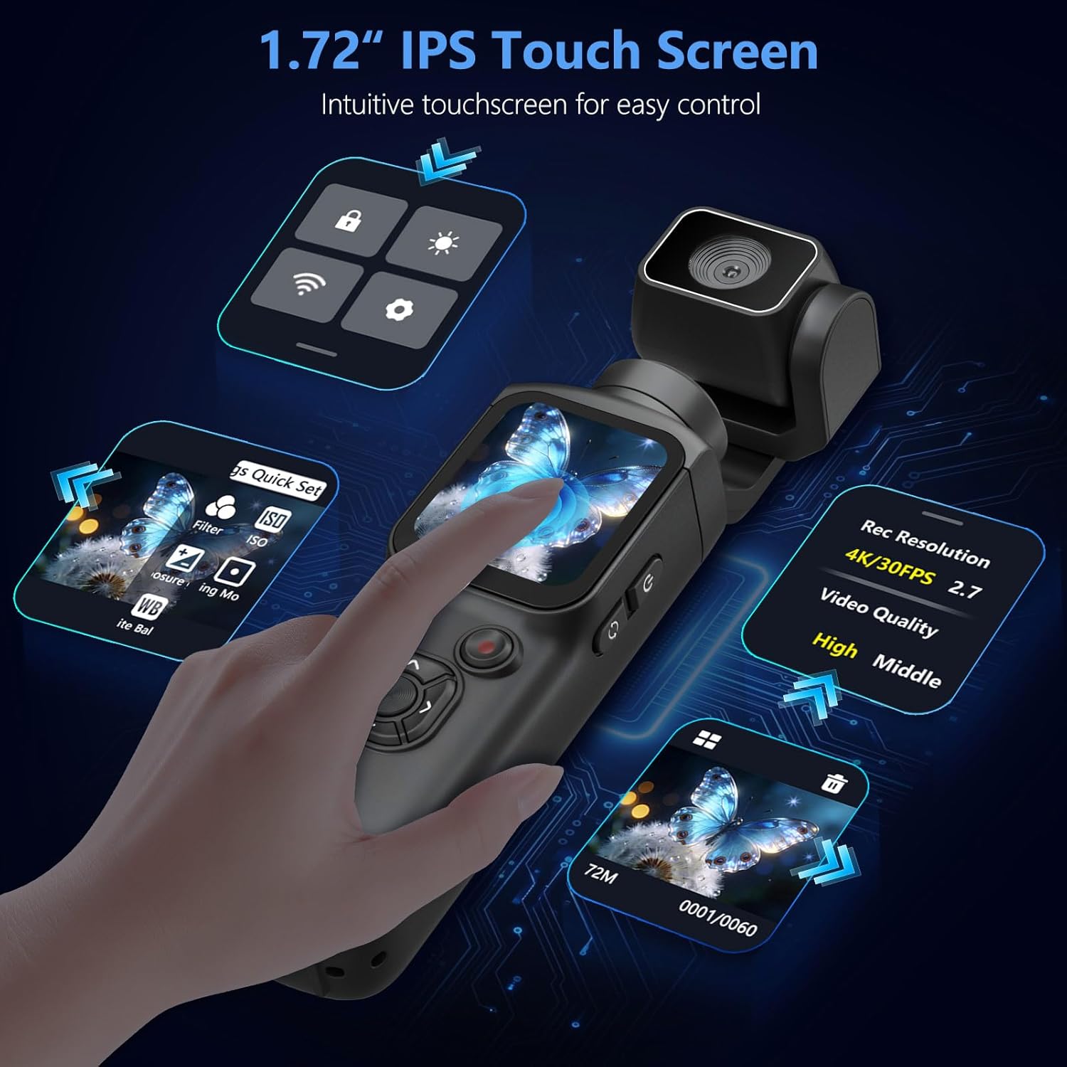 4K Pocket Camera for Vlogging,75MP Handheld Vlogging Camera with 330? Rotating Lens,WiFi,1.72" Screen, ,16GB TF Card & Tripod,Pocket Camcorder for Daily Recording(Gunmetal) 4K Pocket Camera for Vlogging,75MP Handheld Vlogging Camera with 330? Rotating Lens,WiFi,1.72" Screen, ,16GB TF Card & Tripod,Pocket Camcorder for Daily Recording(Gunmetal)