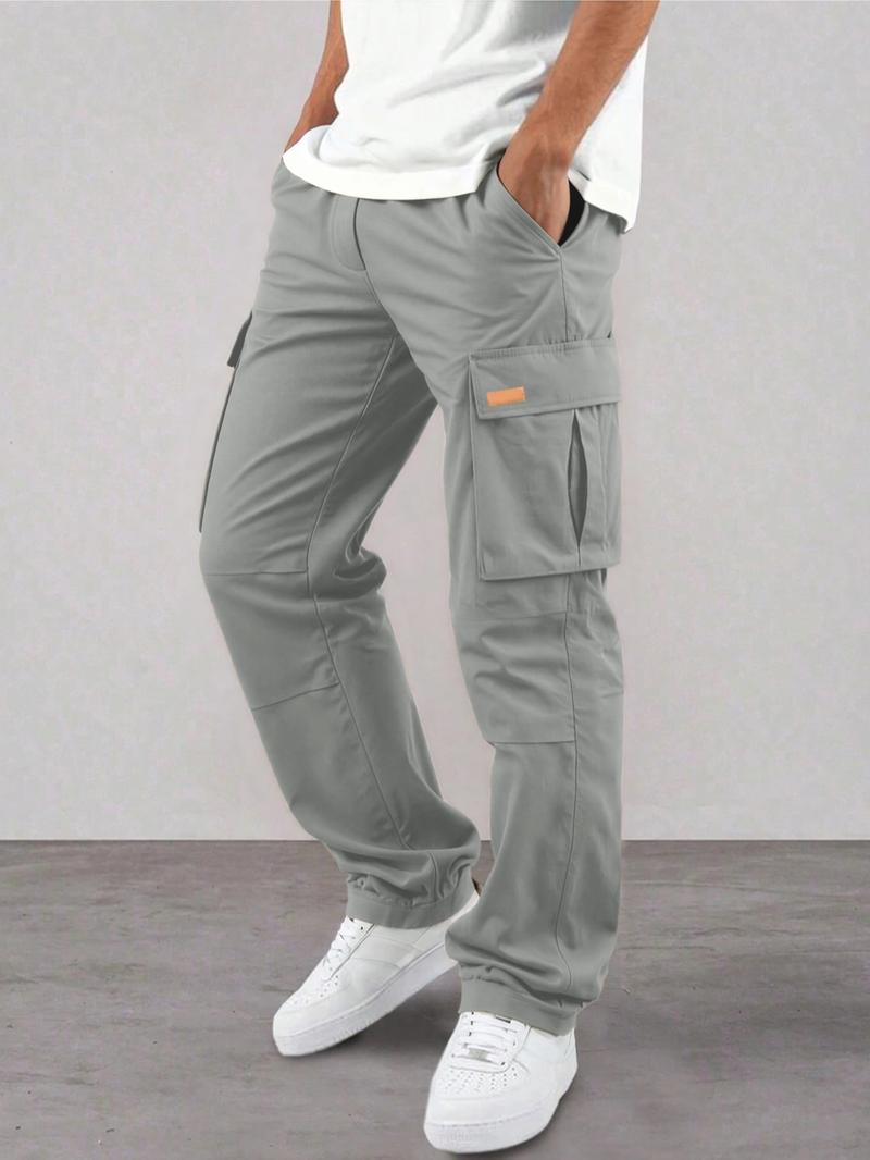 Men's Casual Cargo Pants, Wrinkled Design, Loose Fit Lightweight Sporty Style, Straight Leg Comfortable Daily Wear Men's Casual Cargo Pants, Wrinkled Design, Loose Fit Lightweight Sporty Style, Straight Leg Comfortable Daily Wear
