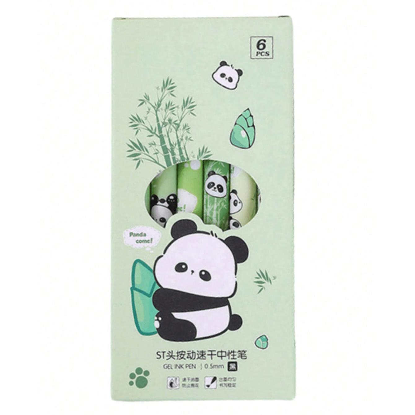 Cute Panda Pattern  Pen, 6 Counts Durable Lovely Smooth  Pen with Clip,  Office Stationery & Supplies for Home School Dormitory