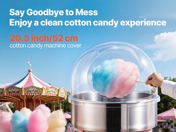 VEVOR Cotton Candy Machine Cover, Transparent Acrylic Dome Bubble Shield, Cotton Candy Machine Bubble Shield Compatible with 20.5in Cottons Candies Machines Bowl for Party, Shops, Bottom Groove Design