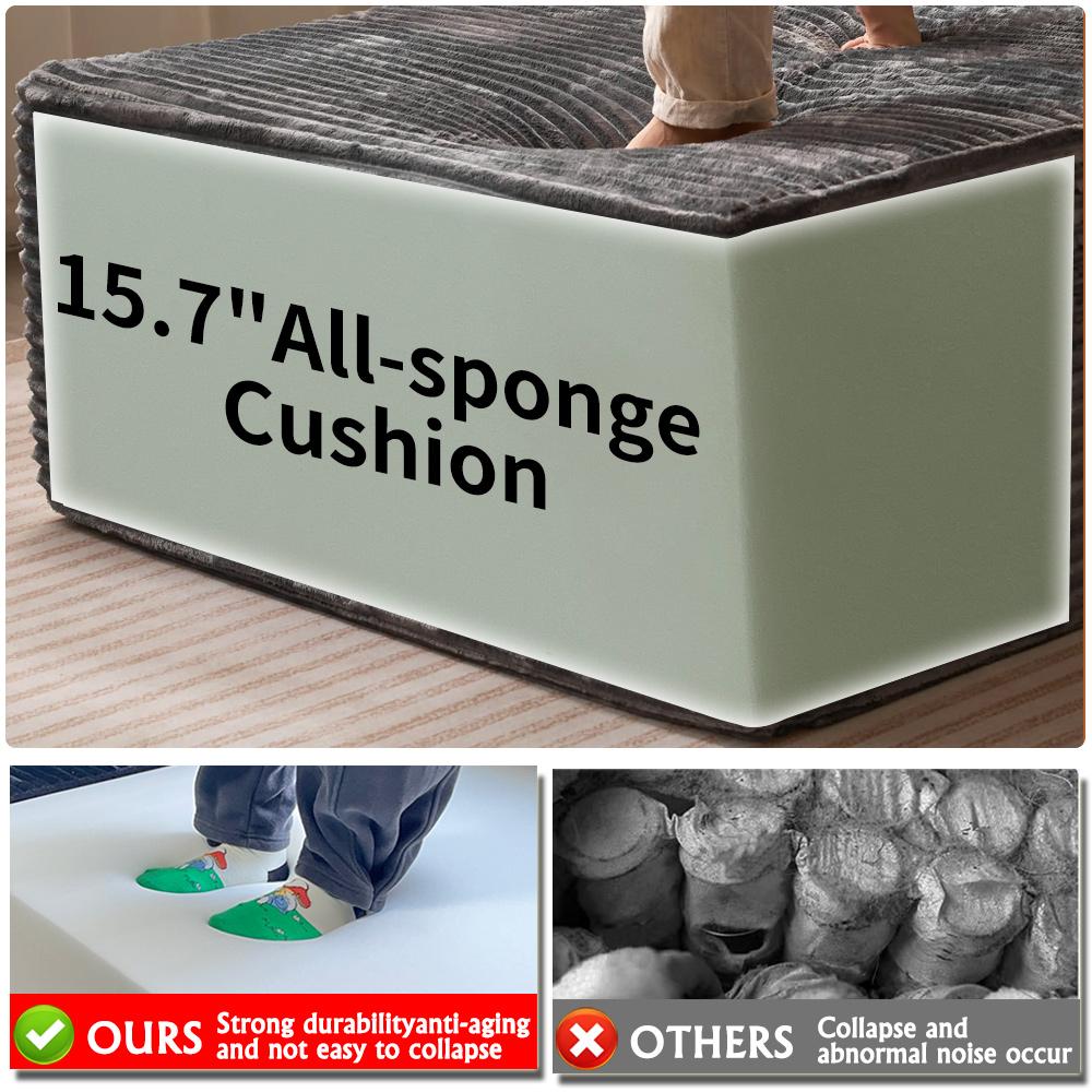 138'' Oversized U-Shaped Boneless Sectional Couches，8 Seater Modular Boneless Cloud Sofa with Chaise Lounges，For Living Room Apartment，4-in-1 Flexible Combination Deep Seat Corner Large Couch NoAssembly Required, Big Comfy Couches Set with  Plush Flannel