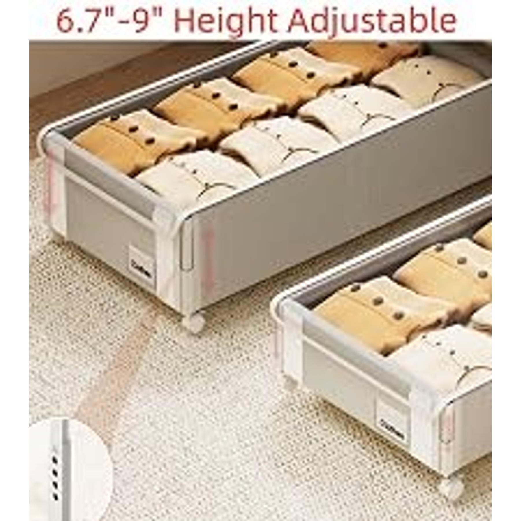 2 Pack Under the Bed Storage Containers,12 inch Height Under Bed Shoe Storage,31inch Long Underbed Storage with Wheels,Large Rolling under bed Clothes Storage Drawers with Lid for Dorm Tall,Black