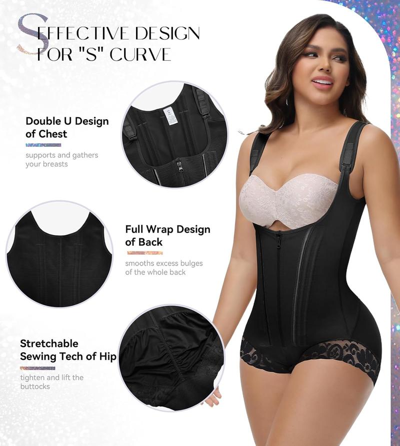 SHAPESHE 2-Layer Corset Shapewear for Women Tummy Control Butt Lifter Thong Garment