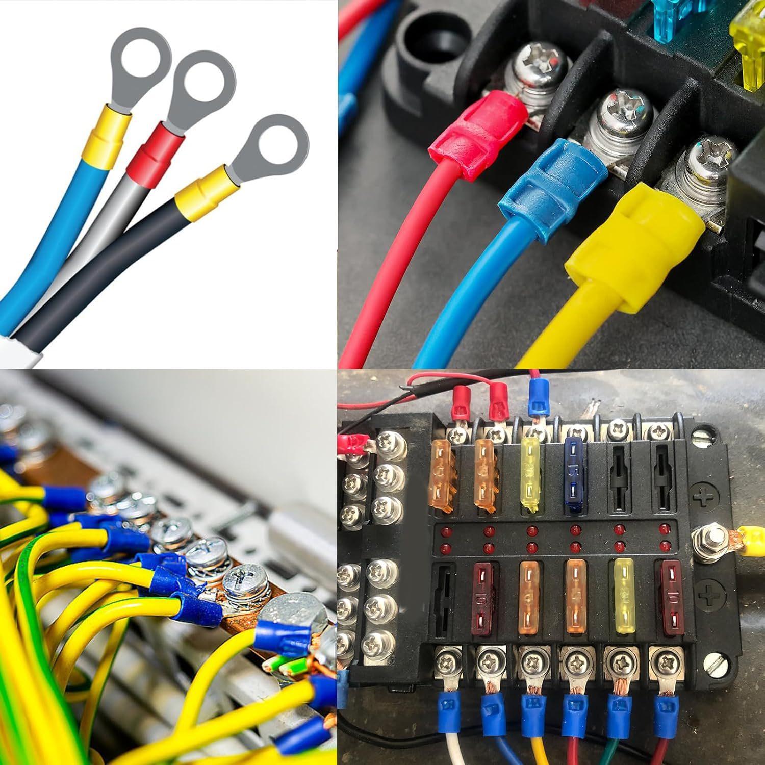 200pcs Wire Connector Kit, Male Female Insulated Terminals, Cold Press Terminal Ring, 22-10awg, Includes Crimping Tool