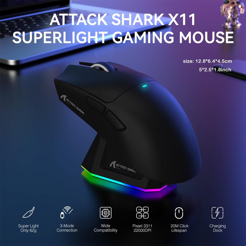 Wireless Gaming Mouse, Rechargeable RGB Lighting Mouse with Charging Base, Optical Sensor Mouse for Gaming & Office Gaming Accessories #TOP PICKS