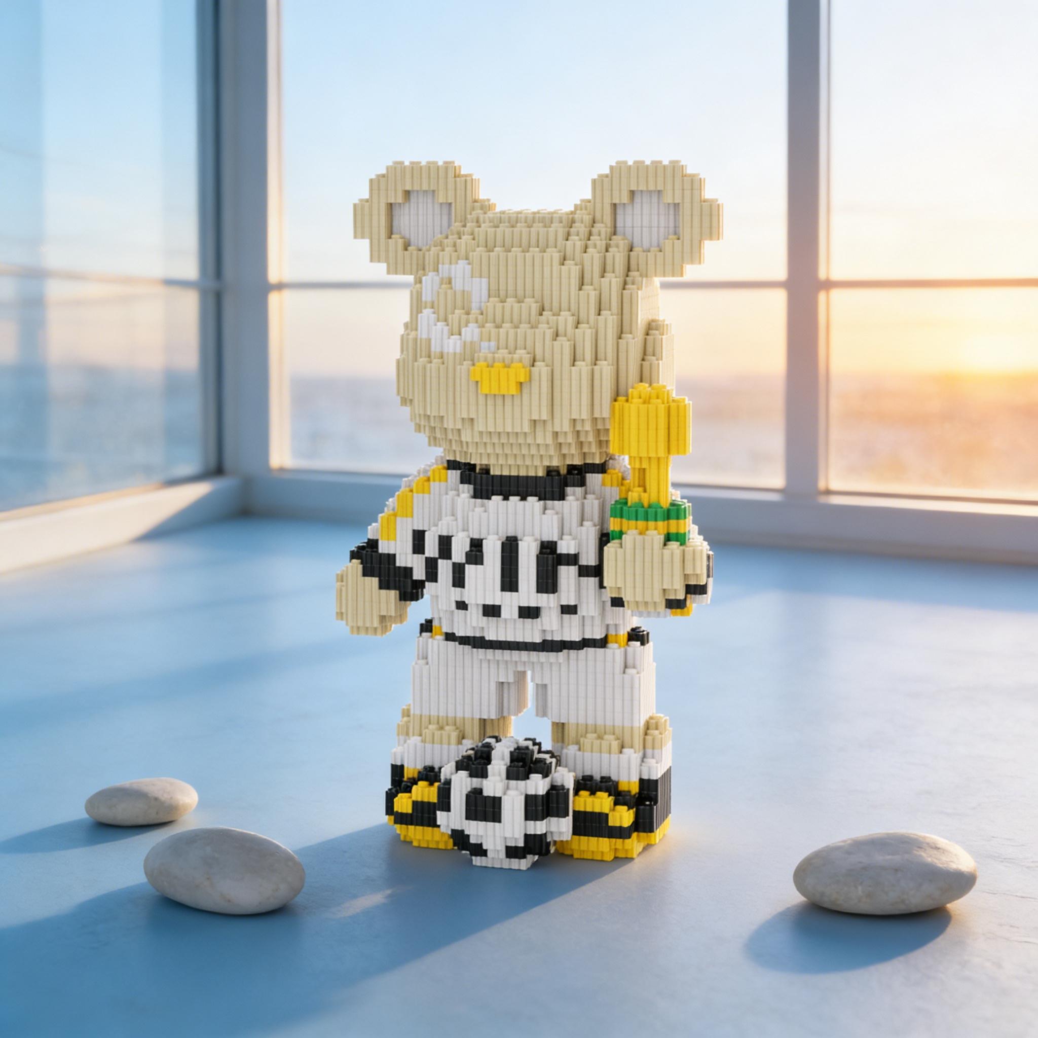 Ball Uniform Lucky Bear 3D Puzzle Building Block, Home Office Decor, Party Decoration, Ideal Gift, Handmade Craft, Collectible Statue