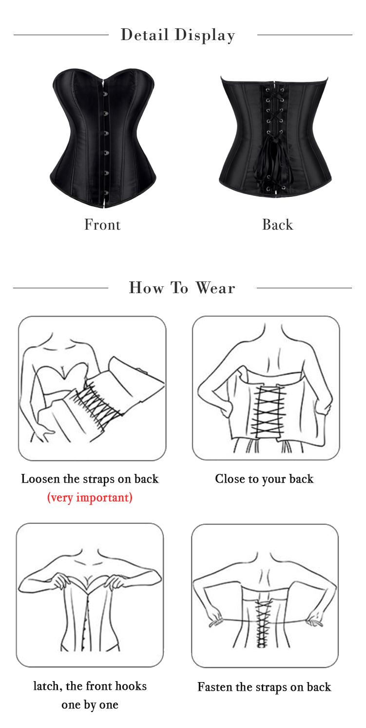 Overbust Corset Top for Women Sexy Plus Size Bustier Corset Lingerie Women's Bustier Vintage Corset Top Plus Size Satin Waist Cincher Halloween Costumes Renaissance Costume Shapewear 808-D1