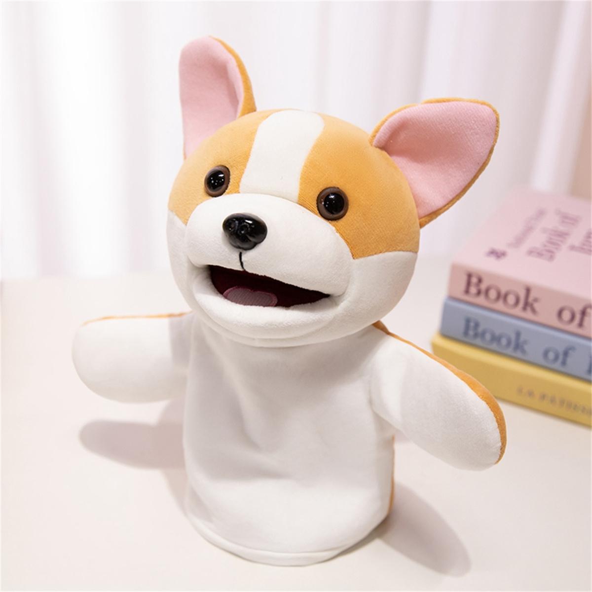 25cm/9.84inch Puppy Hand Puppet Series Plush Toys, soft and fluffy stuffed animals, Dalmatian/Little Yellow Dog/Husky/Corgi, suitable for parent-child interaction, pretend play, role-playing, classroom props, birthday gifts, party games, graduation season