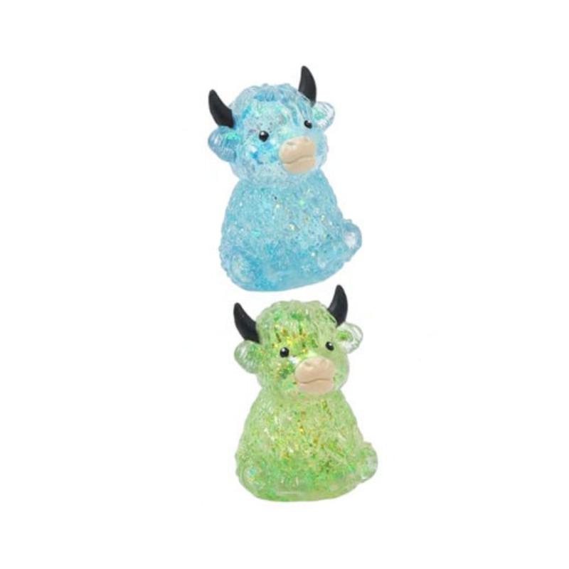1/2/4 PCS Glitter Highland Cow Squishy Fidget Toy Soft Slow Rising Stress Relief Ball Sparkly Squeeze Sensory Toy For Teens Adults Cow Lovers Desk Relaxation Party Favor