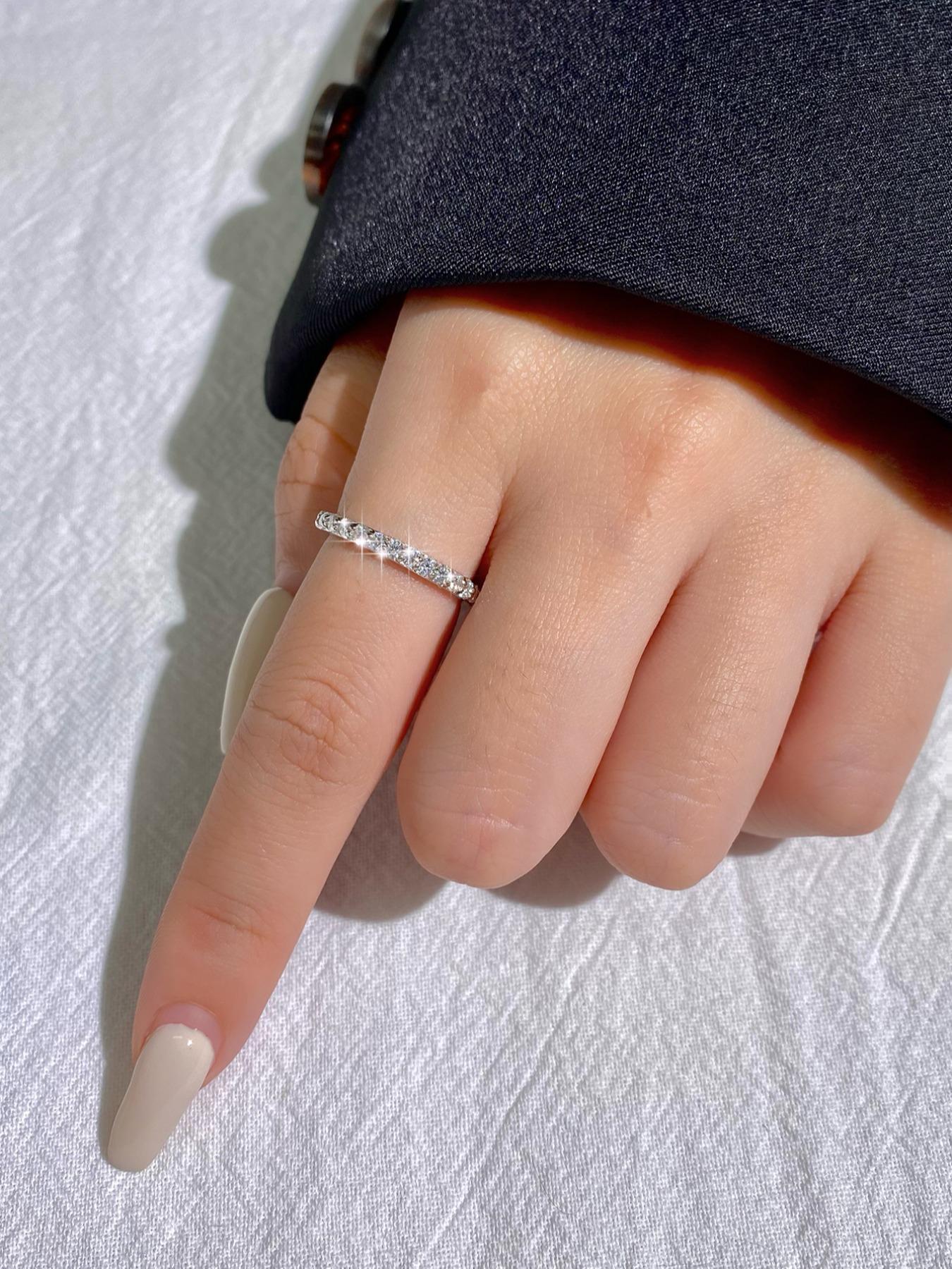 S925 Sterling Silver Synthetic Moissanite Engagement Ring, Fashionable Engagement Ring for Women, Trendy All-match & Exquisite Jewelry for Birthday Gift