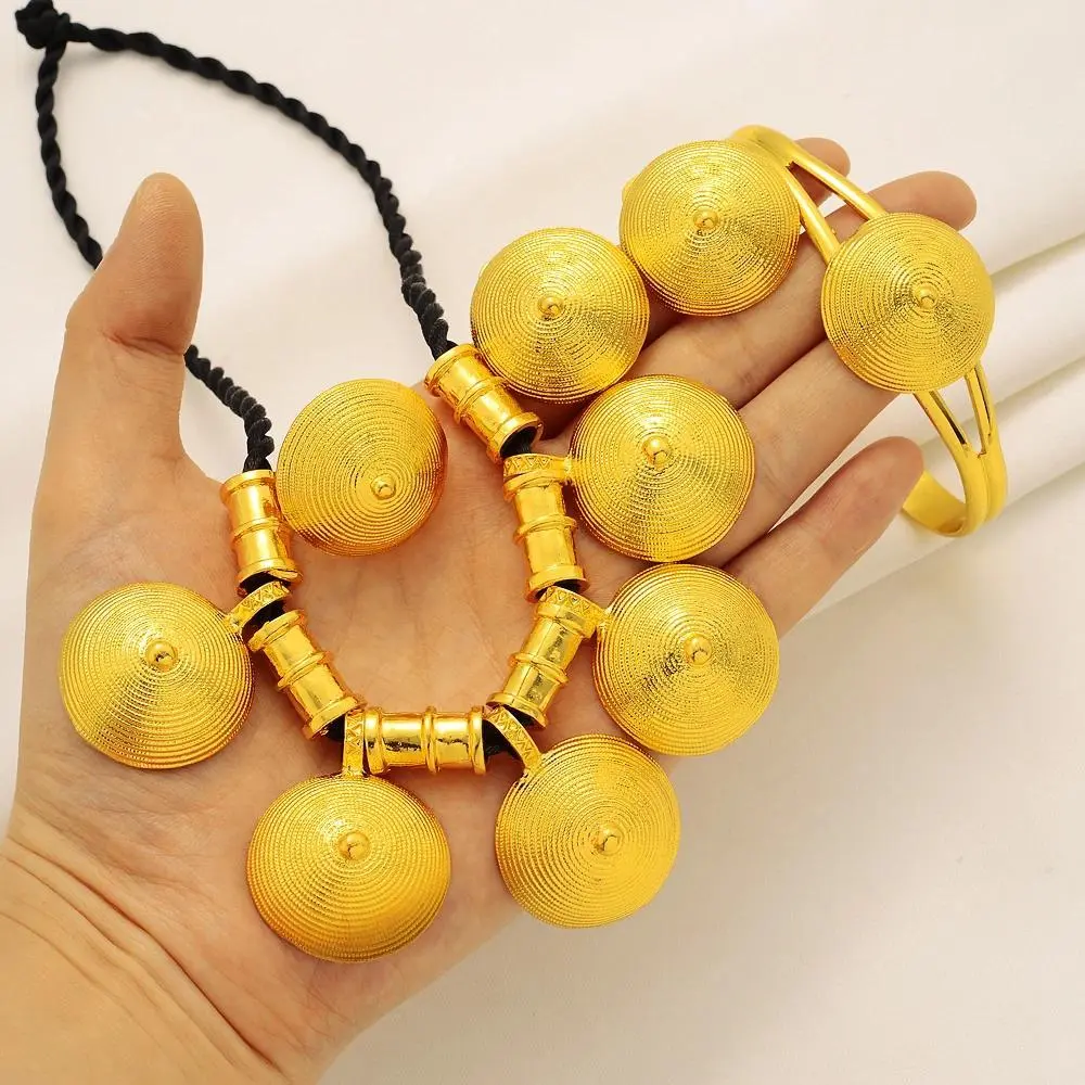 Ethiopian new fashion necklace Jewelry set chain earring 24k Gold Color African Eritrea Habesha Vintage Wedding Bride Jewelry