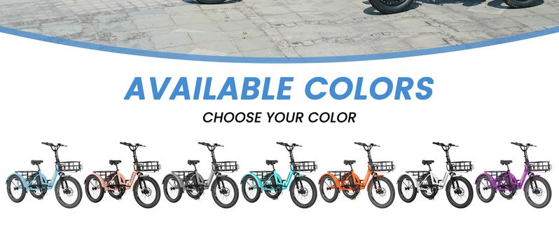 MOONCOOL TK1 Folding Electric Tricycle with Rack Bags , 750W Motor 48V Foldable Ebike Electric Trike for Adults, 20" Fat Tire 3 Wheel Electric Bicycle with Front & Rear Baskets