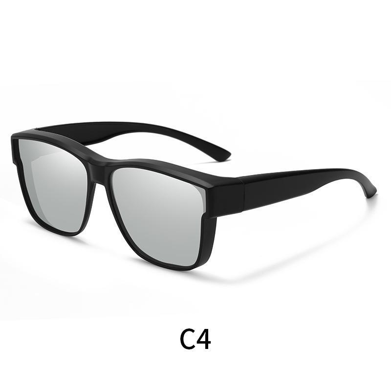 XUH 3pcs Unisex Nylon Flip-Up Overglasses Sunglasses - Black Frame, Silver Mirrored Lenses, UV400 Sun Protective, Easy Adjustment, Dual-Use for Myopia Wearers, Driving, Fishing, Mirrored Shades
