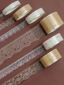 6 Rolls Lace Pattern Pet Tape, Floral Decoration Tape Set, Transparent Adhesive Masking Tape, Ideal for DIY Crafts, Scrapbooks, Gift Wrapping, Journals